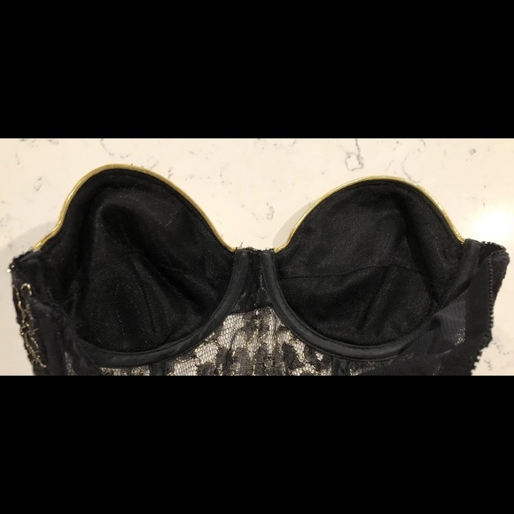 Vintage Victoria's Secret Gold Label Bustier Corset Lace 36 Black Crop Top VS M - Picture 8 of 8